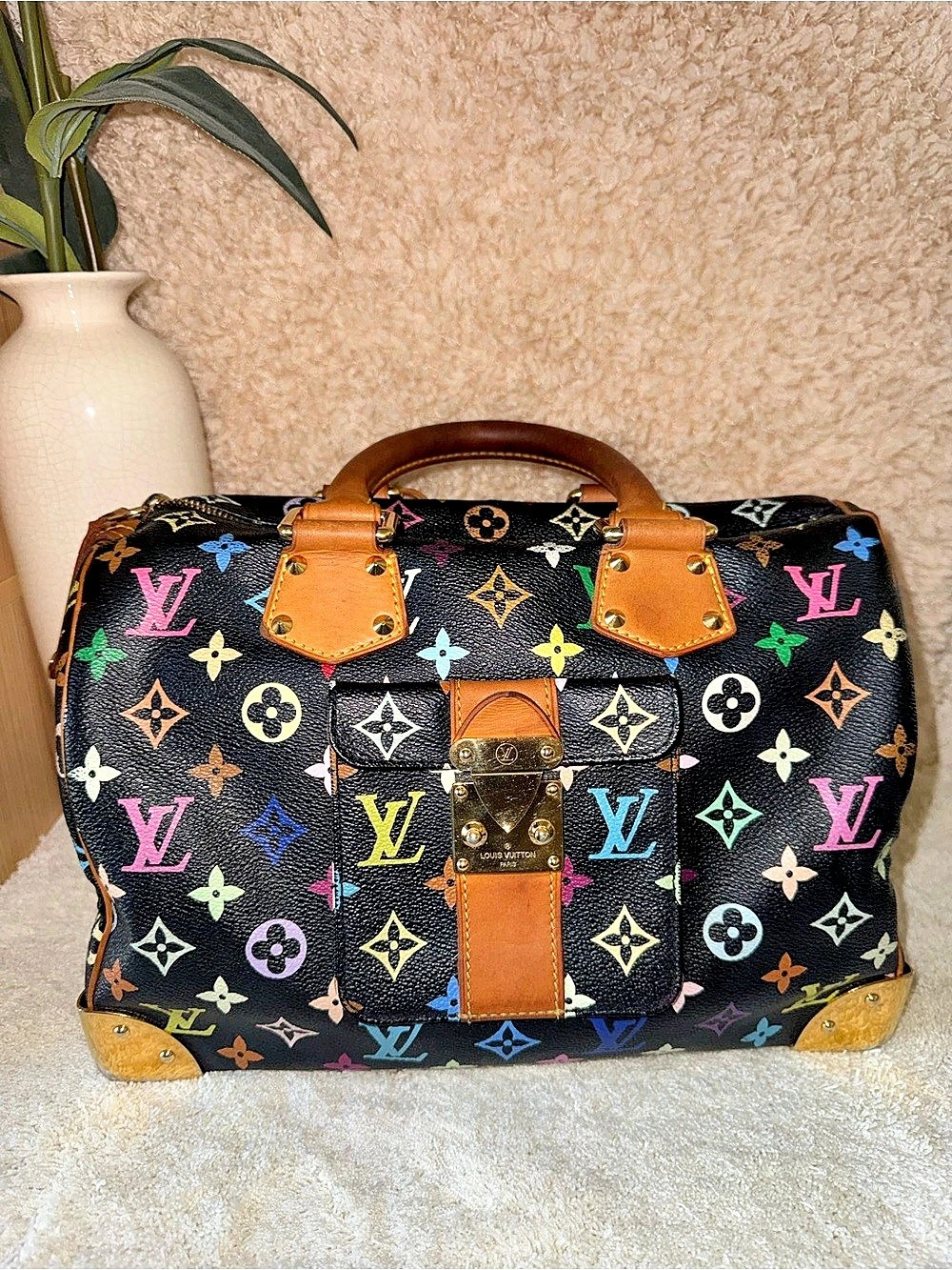 Louis Vuitton x Takashi Murakami Multicolore Speedy 30 Black Vintage
